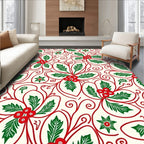 Holiday Holly Berry Swirl Rug