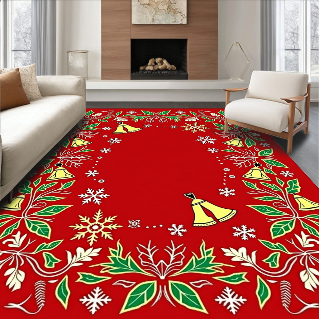 Red Festive Jingle Bell Garland Rug