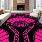 Vibrant Pink Fan Black Textile Rug