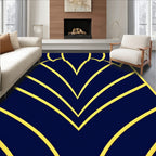 Deep Blue Gold Geometric Fan Rug