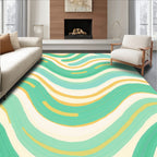 Aqua Yellow Cream Wavy Stripe Rug