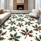 Festive Holly Berry Sprig Arrangement Rug