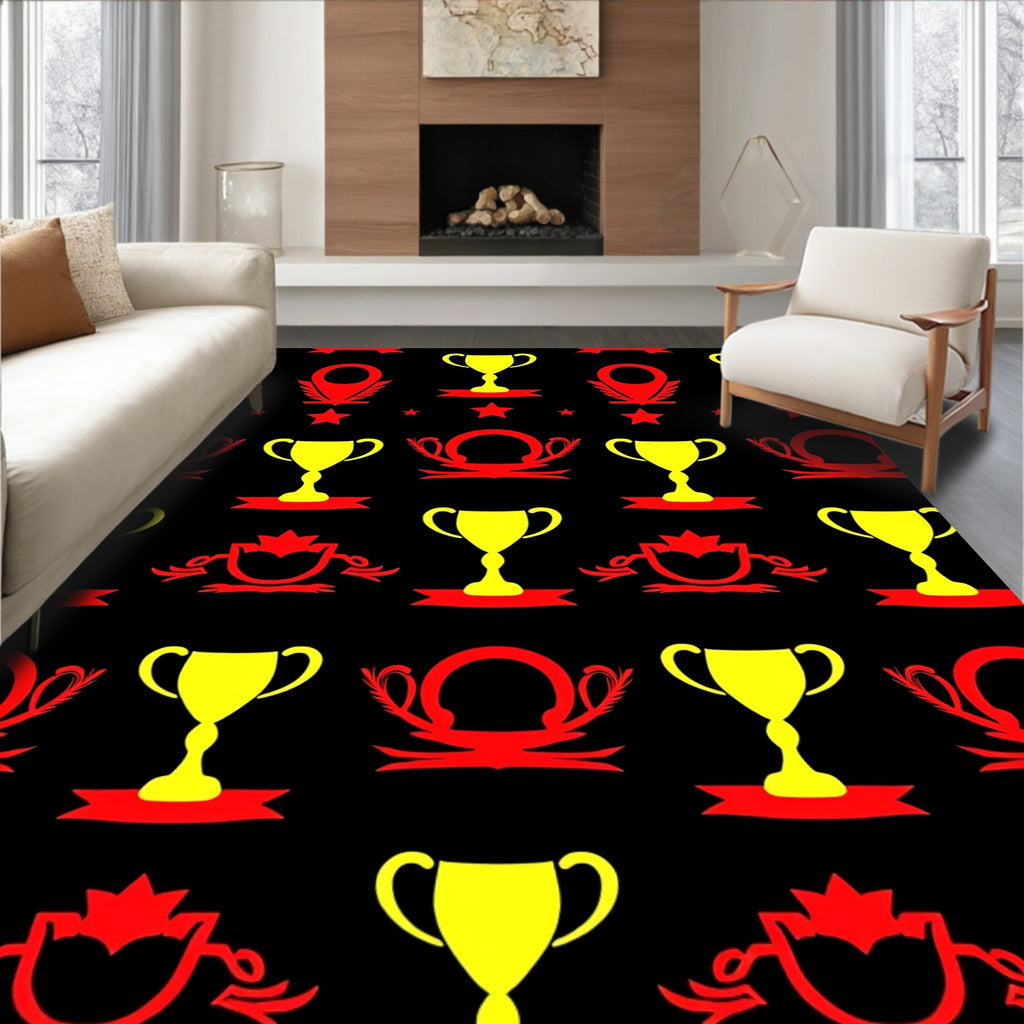 Gold Yellow Red Trophy Collage Rug