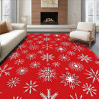 Festive White Snowflake Array Rug