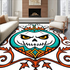 Mischievous Teal Pumpkin Crown Mandala Rug
