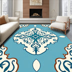 Classic Teal and Cream Medallion Rug