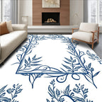 Deep Blue Botanical Frame Rug
