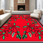 Crimson Floral Botanical Arrangement Rug