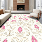 Vintage Pink Floral Cream Botanical Rug