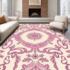 Vintage Pink Floral Damask Rug