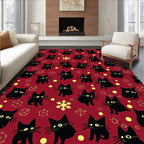 Crimson Black Cat Whimsy Collection Rug