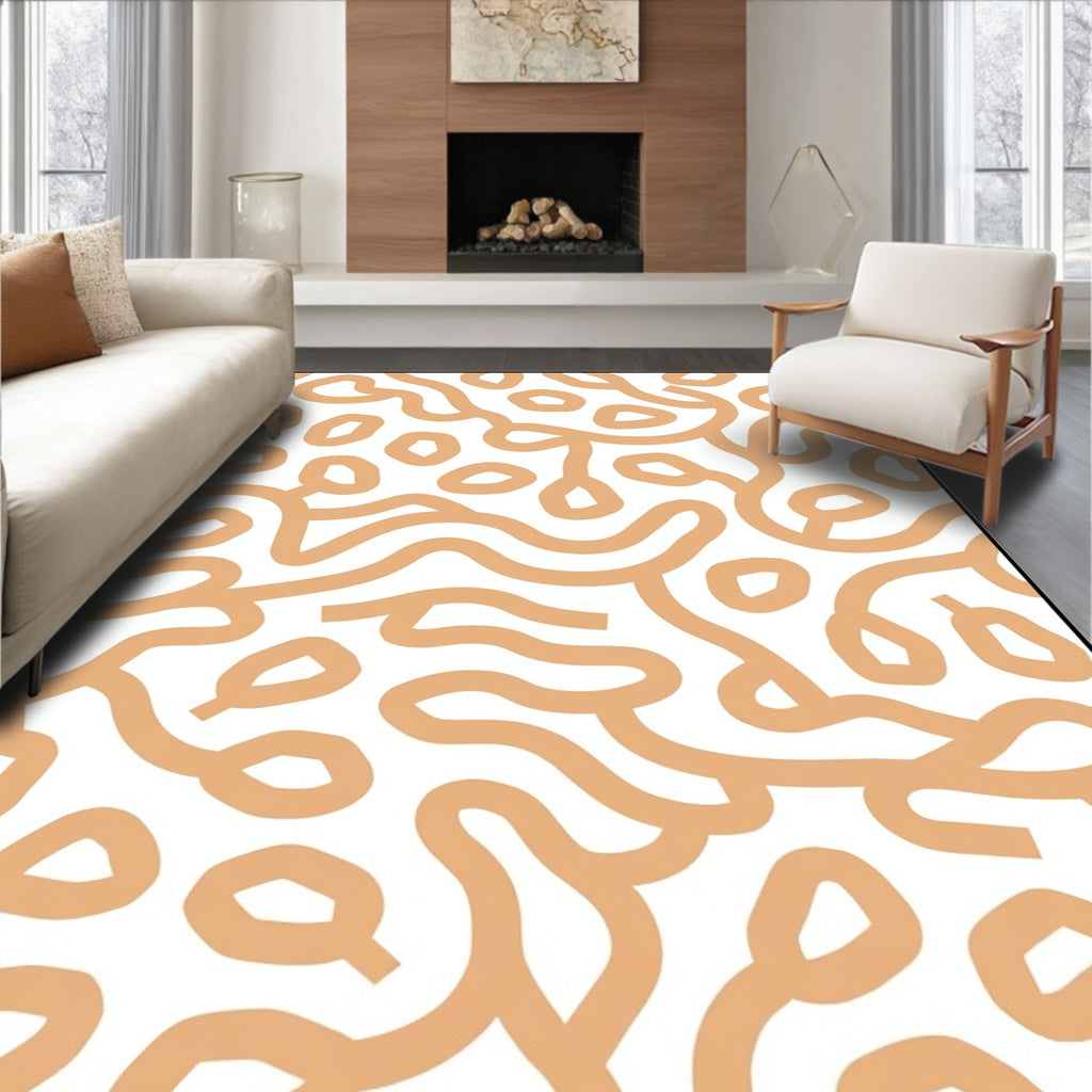 Doodle Abstract Lines On White Field Rug