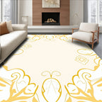 Golden Swirl Floral Arrangement Rug