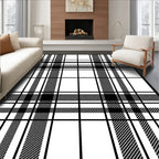 Classic Black White Plaid Checkered Rug