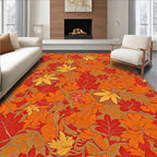 Autumnal Red Orange Leafy Vine Rug