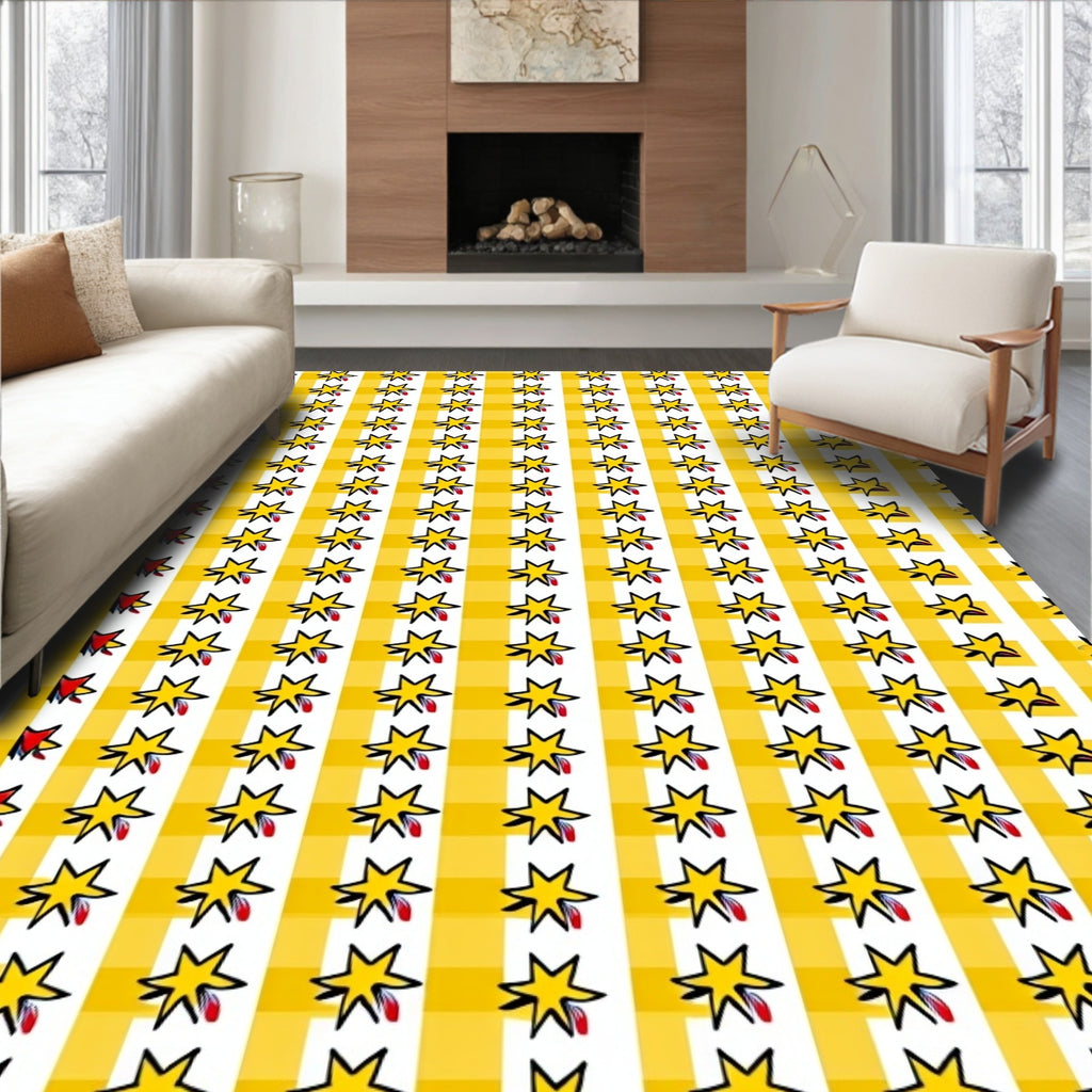 Bright Yellow Starburst Stripe Wonder Rug