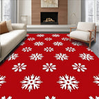 Crimson White Snowflake Repeat Rug