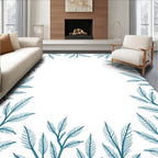 Teal Botanical Vine Border Rug
