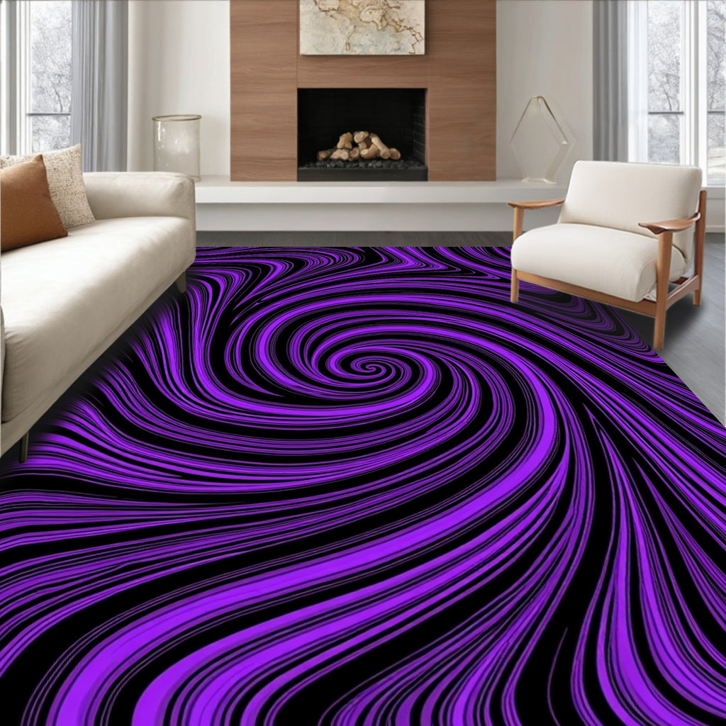 Vibrant Purple Swirl Abstract Rug