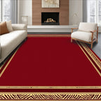 Crimson Gold Geometric Border Rug