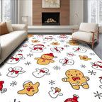 Cute Snowmen Gingerbread Friends White Rug