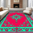 Whimsical Coral Teal Medallion Rug