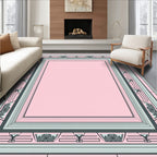 Pale Pink Mint Green Geometric Frame Rug