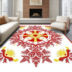 Red Yellow Floral Burst Medallion Rug