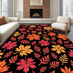 Autumn Leaf Cluster Black Ground Rug