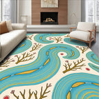 Aqua Flowing River Branches Rug