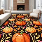 Orange Pumpkin Autumn Leaves Rug