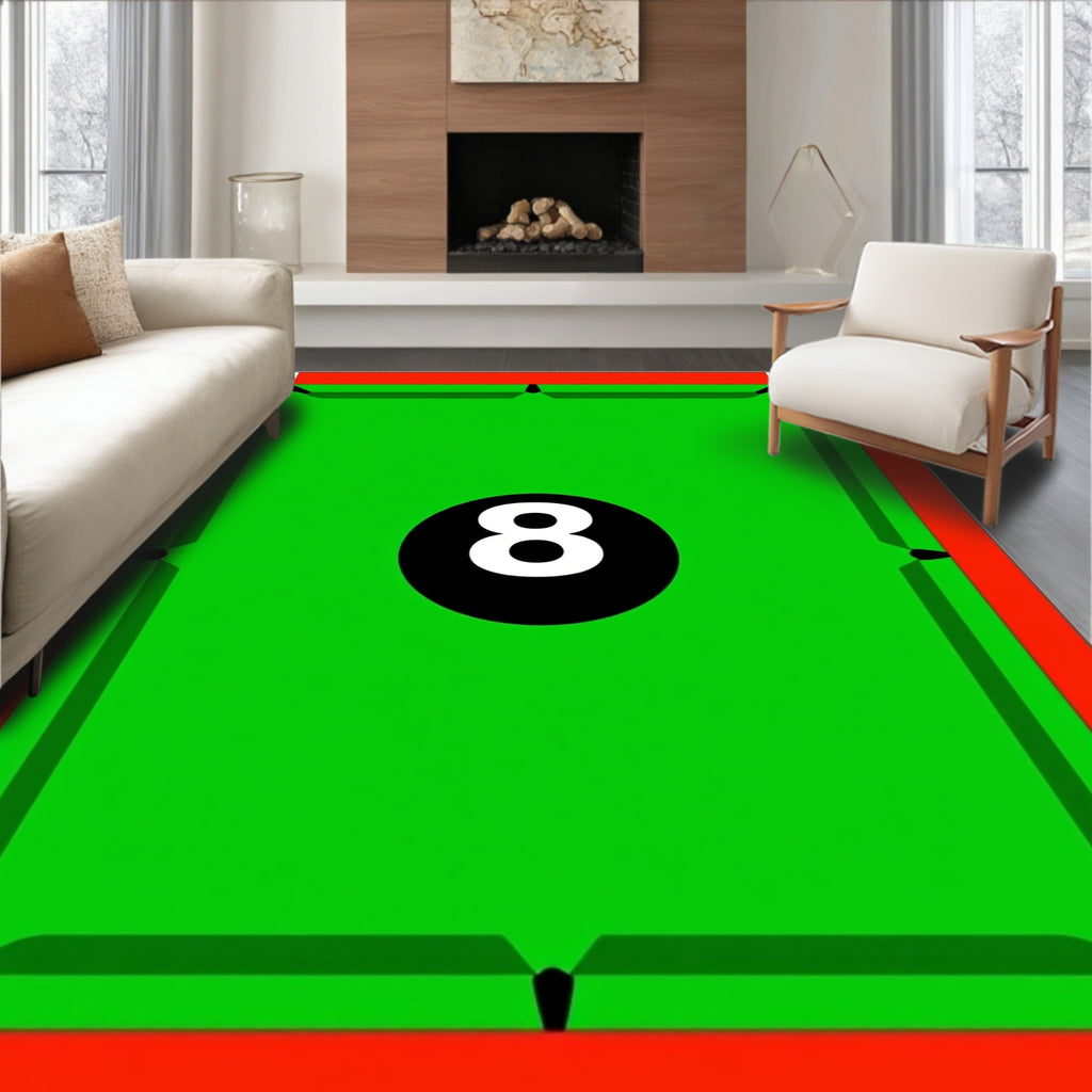 Vibrant Emerald Green Eight Ball Play Rug