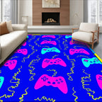 Retro Pink Teal Controller Collage Rug