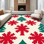 Festive Red Snowflake Christmas Tree Rug