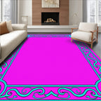 Vibrant Pink Turquoise Ornate Frame Rug
