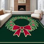 Festive Red Holly Berry Wreath Rug