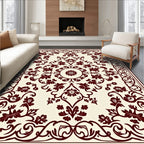 Ornate Crimson Botanical Blossom Rug