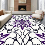 Deep Purple Floral Scrollwork Medallion Rug