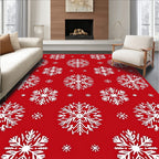 Crimson Snowflake Cluster Pattern Rug