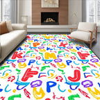 Vibrant Multi-Color Alphabet Collage Rug