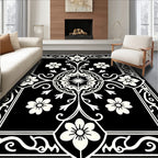 Classic Black Floral Symmetry Rug