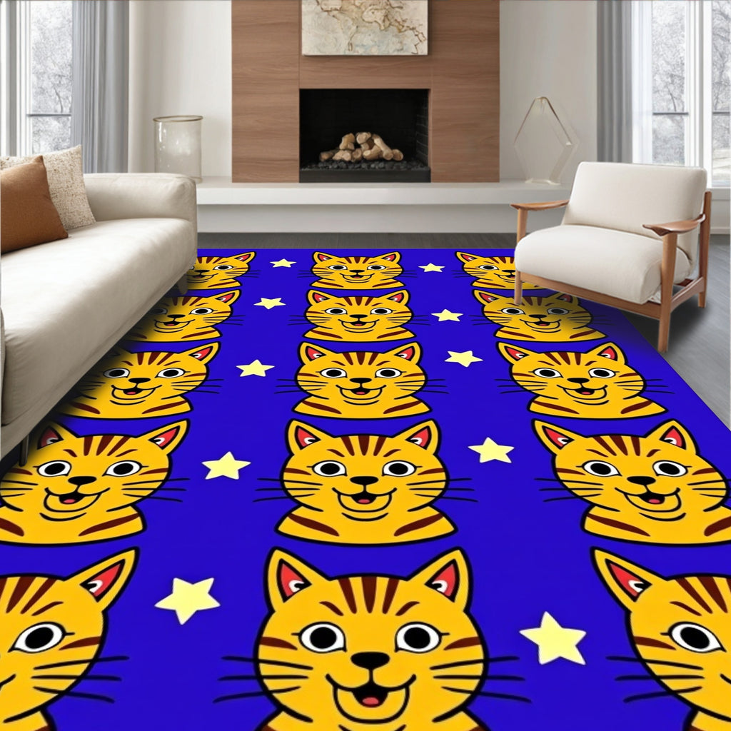 Yellow Kitten Starry Night Rug