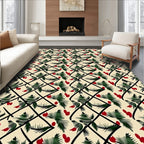 Black Lattice Emerald Pine Berry Accents Rug