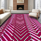 Crimson Pink Chevron Herringbone Overlay Rug