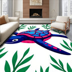 Vivid Blue Sea Turtle Greenery Rug