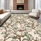 Botanical Cream and Green Floral Vines Rug