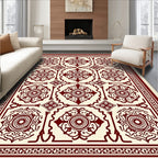 Crimson Burgundy Medallion Square Layout Rug