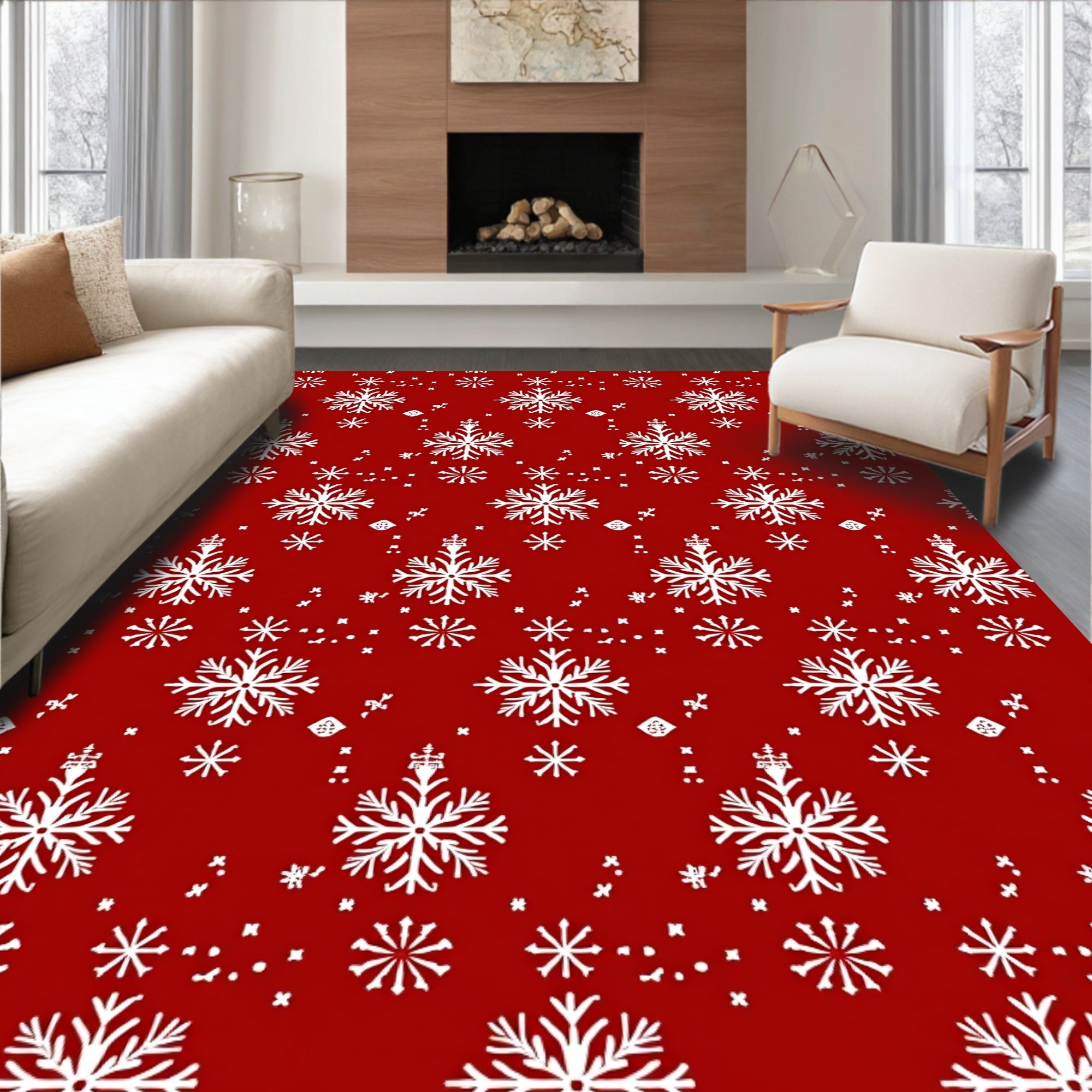 Winter Wonderland Snowflake Cluster Rug
