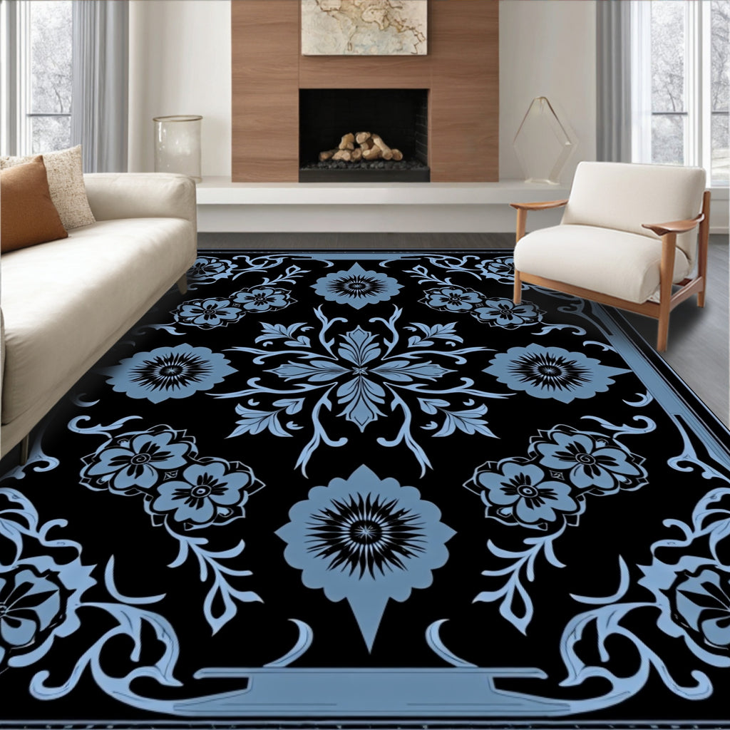 Midnight Sky Floral Garland Arrangement Rug