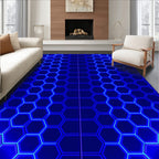 Electric Blue Hexagonal Grid Rug